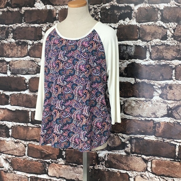 Le Lis Top Shirt Floral Cream Pink Blue Medium - Picture 5 of 11